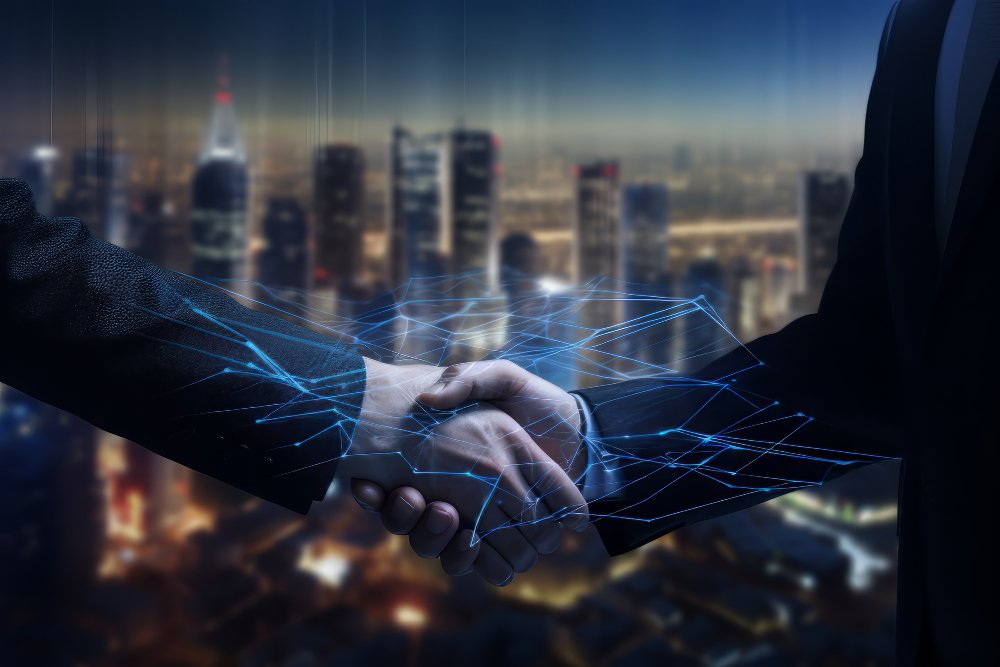 Digital handshake skyline